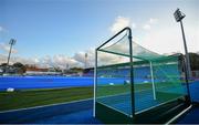 29 October 2019; A view of a hockey net and the artificial pitch ahead of the Women’s Hockey Olympic Qualifier games at Energia Park in Donnybrook, Dublin. Photo by David Fitzgerald/Sportsfile