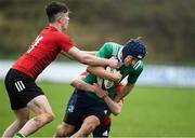 30 October 2019; Aaron Quigley of South East Area is tackled by Christian McCluskey and Gregg McEneaney of North East Area during the 2019 Shane Horgan Cup Second Round match between South East Area and North East Area at Tullamore RFC in Tullamore, Offaly. Photo by Matt Browne/Sportsfile