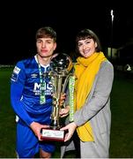 29 October 2019; Cian Kelly of St Patricks Athletic receives the trophy from Marketing Specialist for SSE Airtricity Ruth Ryan the SSE Airtricity U17 League Final match between St. Patrick's Athletic and Bohemians at Richmond Park in Dublin. Photo by David Fitzgerald/Sportsfile
