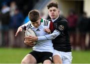 30 October 2019; Darragh Earley of Midlands Area is tackled by Taylor O'Sullivan of  Metro Area during the 2019 Shane Horgan Cup Second Round match between Midlands Area and Metro Area at Tullamore RFC in Tullamore, Offaly. Photo by Matt Browne/Sportsfile