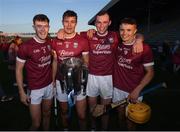 27 October 2019; St Martin's players, from left, Joe O'Connor, Jack O'Connor, Patrick O'Connor and Harry O'Connor celebrate following the Wexford County Senior Club Hurling Championship Final between St Martin's and St Anne's at Innovate Wexford Park in Wexford. Photo by Stephen McCarthy/Sportsfile