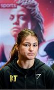 31 October 2019; Katie Taylor during a press conference at The Stoller Hall in Manchester, England, ahead of her WBO Women's Super-Lightweight World title fight against Christina Linardatou on Saturday night at the Manchester Arena. Photo by Stephen McCarthy/Sportsfile