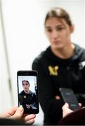31 October 2019; Katie Taylor speaks to Irish media following a press conference at The Stoller Hall in Manchester, England, ahead of her WBO Women's Super-Lightweight World title fight against Christina Linardatou on Saturday night at the Manchester Arena. Photo by Stephen McCarthy/Sportsfile