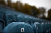 1 November 2019; A detailed view of rainsoaked seats prior to the Guinness PRO14 Round 5 match between Leinster and Dragons at the RDS Arena in Dublin. Photo by Eóin Noonan/Sportsfile