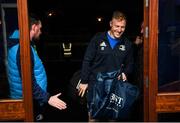 1 November 2019; James Tracy of Leinster arrives ahead of the Guinness PRO14 Round 5 match between Leinster and Dragons at the RDS Arena in Dublin. Photo by Ramsey Cardy/Sportsfile