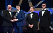 1 November 2019; Tipperary hurler Pádraic Maher is presented with his PwC All-Star award by Uachtarán Cumann Lúthchleas Gael John Horan in the company of PwC Senior Partner Enda McDonagh and GPA Chairman Seamus Hickey during the PwC GAA GPA All-Stars 2019 at the Convention Centre in Dublin. Photo by Brendan Moran/Sportsfile