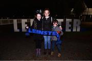1 November 2019; Leinster supporters 13 year old Kathleen Hayes with her sister 11 year old Mary and 7 year old brother Martin from Monasterboice, Co. Louth at the Guinness PRO14 Round 5 match between Leinster and Dragons at the RDS Arena in Dublin. Photo by Matt Browne/Sportsfile