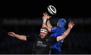 1 November 2019; Ryan Baird of Leinster in action against Matthew Screech of Dragons during the Guinness PRO14 Round 5 match between Leinster and Dragons at the RDS Arena in Dublin. Photo by Ramsey Cardy/Sportsfile