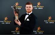1 November 2019; Tyrone footballer Cathal McShane with his PwC All-Star award during the PwC All-Stars 2019 at the Convention Centre in Dublin. Photo by Seb Daly/Sportsfile