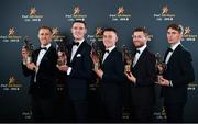1 November 2019; UCD and Dublin footballers, from left,  Paul Mannion, Brian Fenton, Con O'Callaghan, Jack McCaffrey and Michael Fitzsimons with their PwC All-Star awards at the PwC All-Stars 2019 at the Convention Centre in Dublin. Photo by Seb Daly/Sportsfile