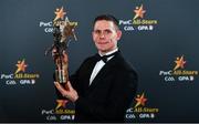1 November 2019; Dublin footballer Stephen Cluxton with his Footballer of the Year award during the PwC All-Stars 2019 at the Convention Centre in Dublin. Photo by Seb Daly/Sportsfile