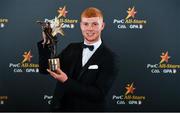 1 November 2019; Kilkenny hurler Adrian Mullen with his Young Hurler of the Year award during the PwC All-Stars 2019 at the Convention Centre in Dublin. Photo by Seb Daly/Sportsfile