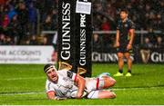 1 November 2019; Rob Herring of Ulster scores a try during the Guinness PRO14 Round 5 match between Ulster and Zebre at the Kingspan Stadium in Belfast. Photo by John Dickson/Sportsfile