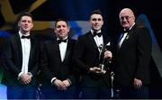 1 November 2019; Mayo footballer Patrick Durcan is presented with his PwC All-Star award by Uachtarán Cumann Lúthchleas Gael John Horan in the company of PwC Senior Partner Enda McDonagh and GPA CEO Paul Flynn during the PwC All-Stars 2019 at the Convention Centre in Dublin. Photo by Brendan Moran/Sportsfile