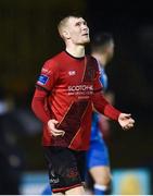 1 November 2019; Mark Doyle of Drogheda United reacts after a missed opportunity during the SSE Airtricity League Promotion / Relegation Play-off Final 2nd Leg between Finn Harps and Drogheda United at Finn Park in Ballybofey, Donegal. Photo by Oliver McVeigh/Sportsfile