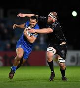 1 November 2019; James Lowe of Leinster is tackled by Joe Davies of Dragons during the Guinness PRO14 Round 5 match between Leinster and Dragons at the RDS Arena in Dublin. Photo by Ramsey Cardy/Sportsfile