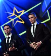 1 November 2019; Tipperary hurlers Cathal Barrett, left, and Brendan Maher with their PwC All-Star awards during the PwC All-Stars 2019 at the Convention Centre in Dublin. Photo by Brendan Moran/Sportsfile