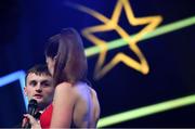 1 November 2019; Tom O'Sullivan of Kerry is interviewed by MC Joanne Cantwell during the PwC All-Stars 2019 at the Convention Centre in Dublin. Photo by Brendan Moran/Sportsfile