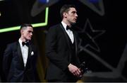 1 November 2019; David Moran, right, of Kerry and Brian Fenton of Dublin during the PwC All-Stars 2019 at the Convention Centre in Dublin. Photo by Brendan Moran/Sportsfile