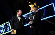 1 November 2019; Young Footballer of the Year Seán O'Shea of Kerry is interviewed by MC Marty Morrissey during the PwC All-Stars 2019 at the Convention Centre in Dublin. Photo by Brendan Moran/Sportsfile