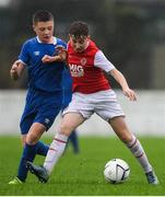 2 November 2019; Matthew O'Hara of St Patricks Athletic in action against Tom Healy of Limerick during the SSE Airtricity U13 Cup Final match between Limerick and St Patrick's Athletic at Jackman Park in Limerick. Photo by Eóin Noonan/Sportsfile