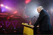 1 November 2019; Uachtarán Cumann Lúthchleas Gael John Horan speaking during the PwC All-Stars 2019 at the Convention Centre in Dublin. Photo by Brendan Moran/Sportsfile