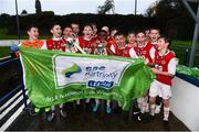 2 November 2019; St Patrick's Athletic players celebrate with the cup following the SSE Airtricity U13 Cup Final match between Limerick and St Patrick's Athletic at Jackman Park in Limerick. Photo by Eóin Noonan/Sportsfile