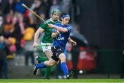 2 November 2019; Andrew King of Scotland in action against Willie Dunphy of Ireland during the Senior Hurling Shinty International 2019 match between Ireland and Scotland at the GAA National Games Development Centre in Abbotstown, Dublin. Photo by Piaras Ó Mídheach/Sportsfile