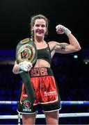 2 November 2019; Terri Harper following her IBO Women's Super Featherweight World title fight against Viviane Obenauf at the Manchester Arena in Manchester, England. Photo by Stephen McCarthy/Sportsfile