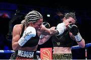 2 November 2019; Katie Taylor, right, and Christina Linardatou during their WBO Women's Super-Lightweight World title fight at the Manchester Arena in Manchester, England. Photo by Stephen McCarthy/Sportsfile