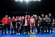 2 November 2019; Anthony Crolla celebrates with his team following his vacant WBA Continental Lightweight Title fight against Frank Urquiaga at the Manchester Arena in Manchester, England. Photo by Stephen McCarthy/Sportsfile