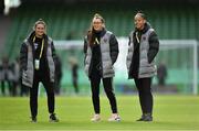 3 November 2019; Wexford Youths players, from left, Aisling Frawley, Lauren Dwyer and Rianna Jarrett prior to the Só Hotels FAI Women's Cup Final between Wexford Youths and Peamount United at the Aviva Stadium in Dublin. Photo by Seb Daly/Sportsfile