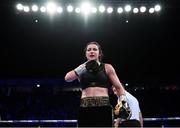 2 November 2019; Katie Taylor following her WBO Women's Super-Lightweight World title fight victroy ove Christina Linardatou at the Manchester Arena in Manchester, England. Photo by Stephen McCarthy/Sportsfile