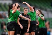 3 November 2019; Peamount United players celebrate their first goal scored by Karen Duggan as Edel Kennedy of Wexford Youths get caught up in the celebrations during the Só Hotels FAI Women's Cup Final between Wexford Youths and Peamount United at the Aviva Stadium in Dublin. Photo by Stephen McCarthy/Sportsfile