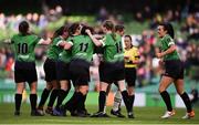 3 November 2019; Peamount United players celebrate their side's first goal, scored by Karen Duggan, during the Só Hotels FAI Women's Cup Final between Wexford Youths and Peamount United at the Aviva Stadium in Dublin. Photo by Ben McShane/Sportsfile