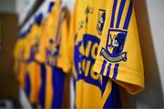 3 November 2019; Jerseys hang in the Sixmilebridge dressing room prior to the AIB Munster GAA Hurling Senior Club Championship Quarter-Final match between Sixmilebridge and Ballygunner at Sixmilebridge in Clare. Photo by Diarmuid Greene/Sportsfile