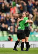 3 November 2019; Eleanor Ryan Doyle of Peamount United, right, is congratulated by team-mate Lucy McCartan after scoring her side's second goal during the Só Hotels FAI Women's Cup Final between Wexford Youths and Peamount United at the Aviva Stadium in Dublin. Photo by Seb Daly/Sportsfile