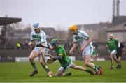 3 November 2019; John Kenny of Clonkill in action against TJ Reid, left, and Eoin Cody of Ballyhale Shamrocks during the AIB Leinster GAA Hurling Senior Club Championship Quarter-Final match between Clonkill and Ballyhale Shamrocks at TEG Cusack Park in Mullingar, Westmeath. Photo by Ramsey Cardy/Sportsfile