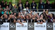 3 November 2019; Wexford Youths captain Kylie Murphy lifts the trophy alongside her team-mates following their side's victory during the Só Hotels FAI Women's Cup Final between Wexford Youths and Peamount United at the Aviva Stadium in Dublin. Photo by Seb Daly/Sportsfile