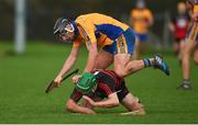3 November 2019; Shane Golden of Sixmilebridge and Conor Sheahan of Ballygunner collide off the ball during the AIB Munster GAA Hurling Senior Club Championship Quarter-Final match between Sixmilebridge and Ballygunner at Sixmilebridge in Clare. Photo by Diarmuid Greene/Sportsfile