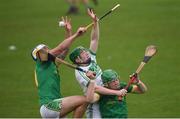 3 November 2019; Evan Shefflin of Ballyhale Shamrocks in action against Brendan Murtagh, left, and Peadar Scally of Clonkill during the AIB Leinster GAA Hurling Senior Club Championship Quarter-Final match between Clonkill and Ballyhale Shamrocks at TEG Cusack Park in Mullingar, Westmeath. Photo by Ramsey Cardy/Sportsfile