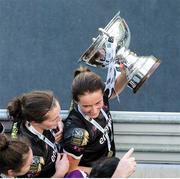 3 November 2019; Wexford Youths Captain Kylie Murphy lifts the trophy following the Só Hotels FAI Women's Cup Final between Wexford Youths and Peamount United at the Aviva Stadium in Dublin. Photo by Michael P Ryan/Sportsfile