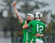 3 November 2019; Jack Kavanagh and Marty Kavanagh of St Mullins celebrate after the AIB Leinster GAA Hurling Senior Club Championship Quarter-Final between St Mullins and Cuala at Netwatch Cullen Park in Carlow. Photo by Matt Browne/Sportsfile