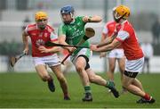 3 November 2019; Seamus Murphy of St Mullins in action against Diarmaid O'Floinn and Paul Schutte of Cuala during the AIB Leinster GAA Hurling Senior Club Championship Quarter-Final between St Mullins and Cuala at Netwatch Cullen Park in Carlow. Photo by Matt Browne/Sportsfile