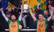3 November 2019; Corofin joint captains Micheál Lundy, left, and Jason Leonard lift the cup after the Galway County Senior Club Football Championship Final Replay match between Corofin and Tuam Stars at Tuam Stadium in Galway. Photo by Daire Brennan/Sportsfile