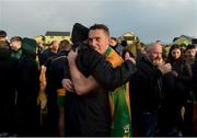 3 November 2019; Jason Leonard of Corofin celebrates with supporters after the Galway County Senior Club Football Championship Final Replay match between Corofin and Tuam Stars at Tuam Stadium in Galway. Photo by Daire Brennan/Sportsfile