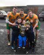 3 November 2019; Corofin players, from left to right, Ronan Steede, Micheál Lundy, and Gary Sice, celebrate with the McLoughlin brothers, from left to right, Matthew, aged 8, Tom, aged 9, and Luke, aged 6, after the Galway County Senior Club Football Championship Final Replay match between Corofin and Tuam Stars at Tuam Stadium in Galway. Photo by Daire Brennan/Sportsfile