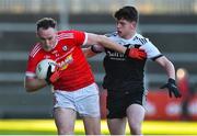 3 November 2019; Shane Heavron of O’Donovan Rossa in action against Anthony Morgan of  Kilcoo during the AIB Ulster GAA Football Senior Club Championship quarter-final match between Kilcoo and O’Donovan Rossa at Páirc Esler in Newry, Down. Photo by Oliver McVeigh/Sportsfile