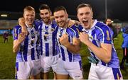 3 November 2019; Ballyboden St Enda's players, from left, Brian Bobbett, Shane Clayton, Warren Egan and Kieran Kennedy celebrate after the Dublin County Senior Club Football Championship Final match between Thomas Davis and Ballyboden St Enda's at Parnell Park in Dublin. Photo by Brendan Moran/Sportsfile