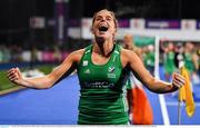 3 November 2019; Ireland captain Katie Mullan celebrates winning the penalty strokes and qualifying for the Tokyo2020 Olympic Games after the FIH Women's Olympic Qualifier match between Ireland and Canada at Energia Park in Dublin. Photo by Brendan Moran/Sportsfile